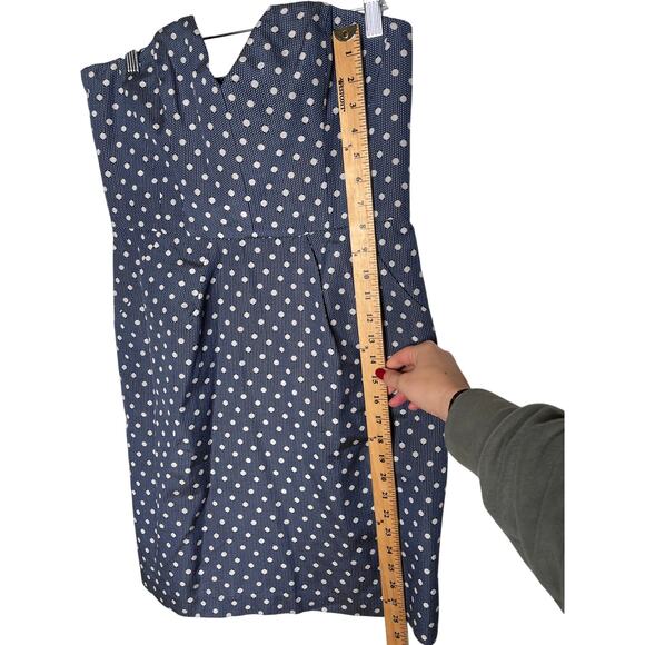 Anthropologie 10 Alice Temperley Silk $450 Polka Dot Dress Strapless Blue White - Picture 11 of 12